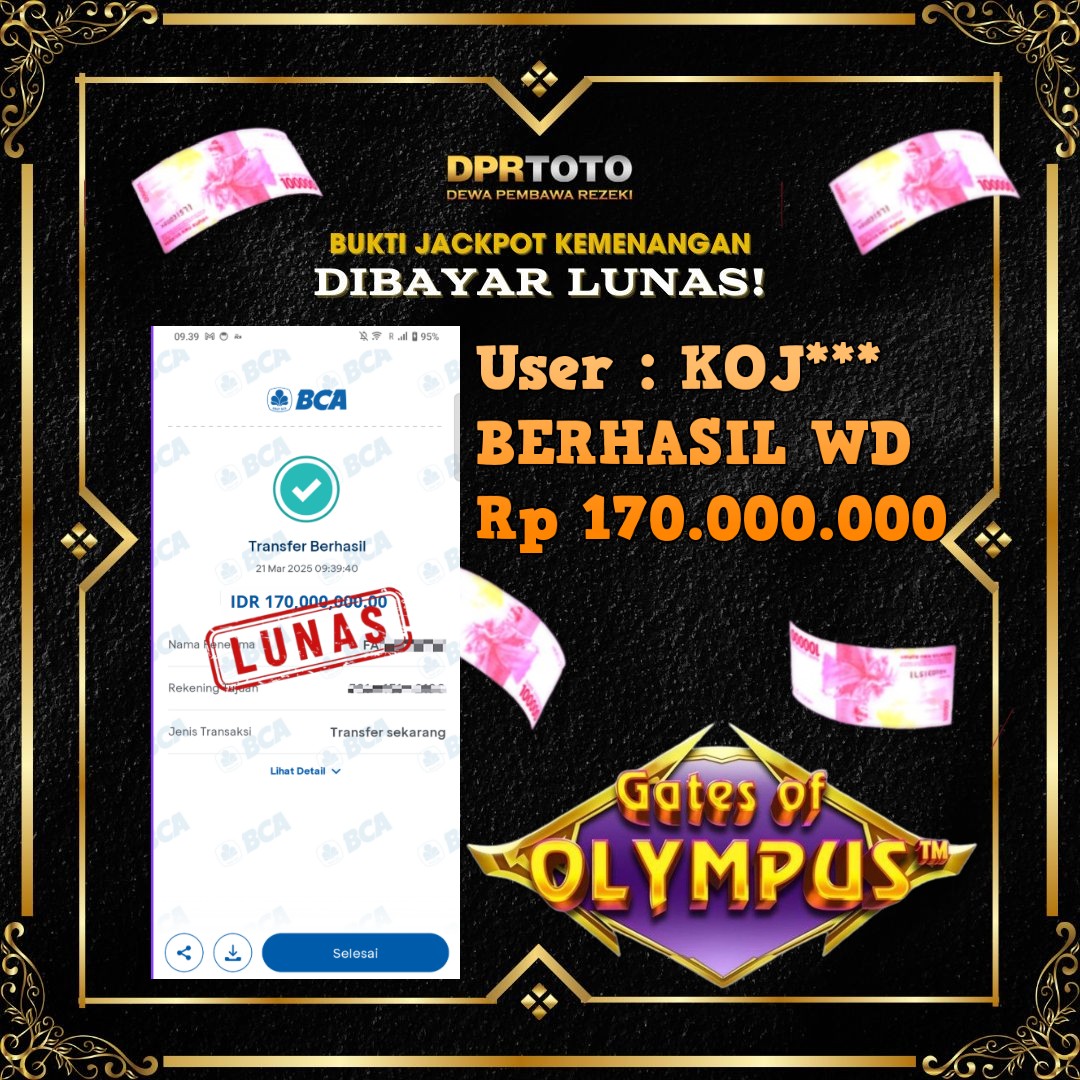 KEMENANGAN BESAR OLYMPUS WD 170.000.000 - LUNAS